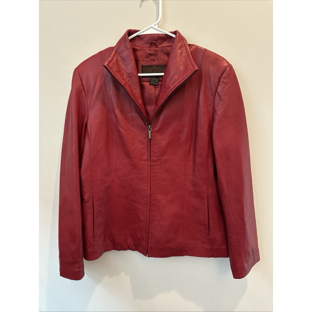 Siena Studio Red Leather Jacket Zip Front Womens Large